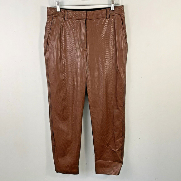 Aritzia Babaton Command Faux Leather Pants Size 12 Brown Python - Picture 3 of 16